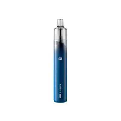 Aspire Cyber G Slim e-cigaret med slankt, cylindrisk design og gennemsigtigt mundstykke, vist i flere farver på hvid baggrund.