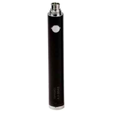Kangertech EVOD 1300 mAh e-cigaret batteri med cylindrisk form og rund tænd/sluk-knap, vist i sort på hvid baggrund.