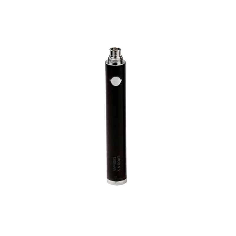 Kangertech EVOD 1300 mAh e-cigaret batteri med cylindrisk form og rund tænd/sluk-knap, vist i sort på hvid baggrund.