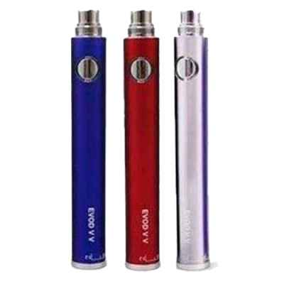 Kangertech EVOD 1300 mAh e-cigaret batteri med cylindrisk form og rund tænd/sluk-knap, vist i sølv på hvid baggrund.